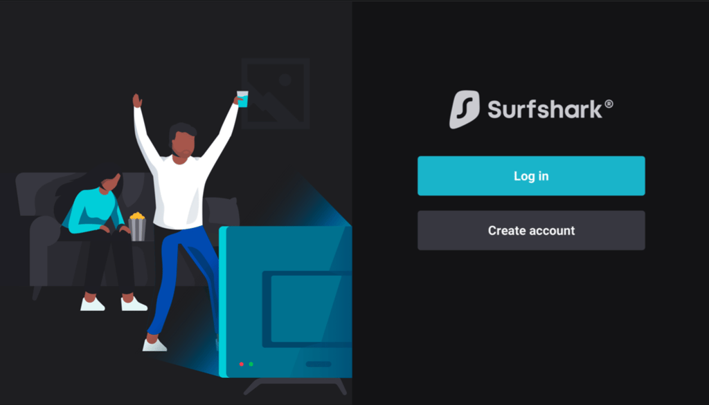 Log in or create an account on Surfshark